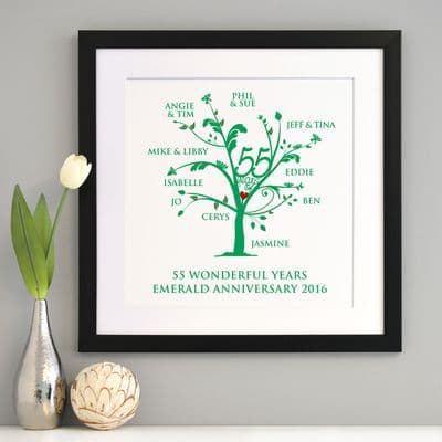 Personalised Emerald Anniversary Family Tree Art