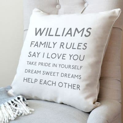 Personalised Family Rules Cushion