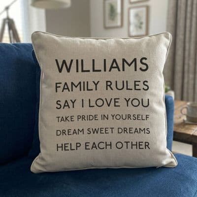 Personalised Family Rules Cushion