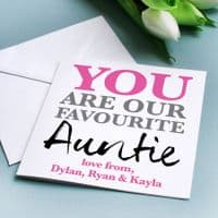 Personalised 'Favourite Auntie' Birthday Card