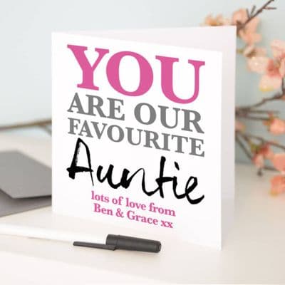 Personalised 'Favourite Auntie' Birthday Card