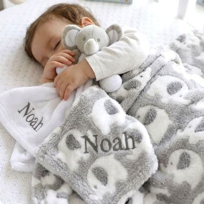 Personalised Fluffy Ellie Blanket And Ellie Comforter