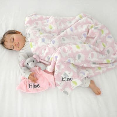 Personalised Fluffy Pink Elephant Blanket And Comforter