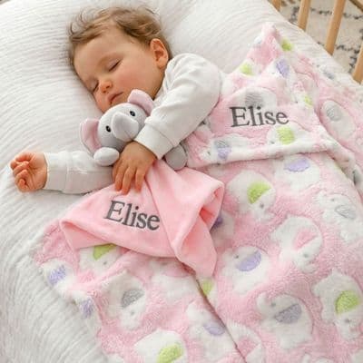Personalised Fluffy Pink Elephant Blanket And Comforter