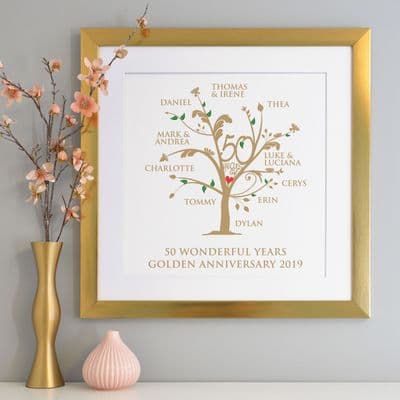 Personalised Golden Anniversary Family Tree Art
