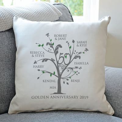 Personalised Golden Anniversary Family Tree Cushion
