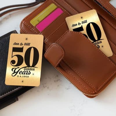 Personalised Golden Anniversary Gold Metal Cards Set