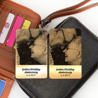 Personalised Golden Anniversary Metal Photo Cards Set