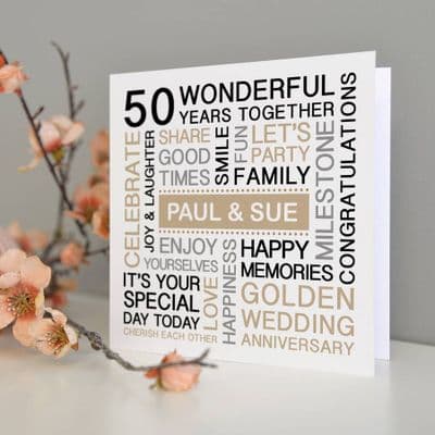 Personalised Golden Wedding Anniversary Card