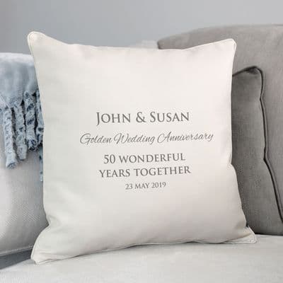 Personalised Golden Wedding Anniversary Cushion