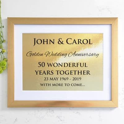 Personalised Golden Wedding Anniversary Framed Print
