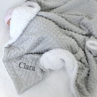 Personalised Grey Bobble Sherpa Baby Blanket