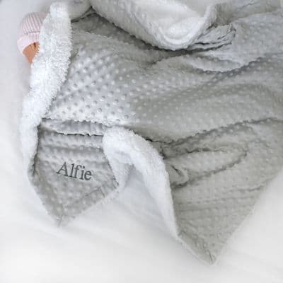 Personalised Grey Bobble Sherpa Baby Blanket