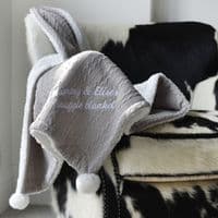 Personalised Grey Cable Knit Pom Pom Blanket