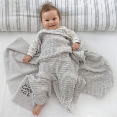 Personalised Grey Cellular Baby Blanket