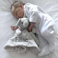 Personalised Grey Elephant Comforter With Soft Ears
