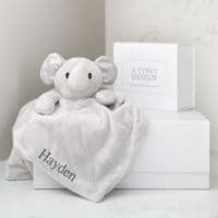 Personalised Grey Elephant Comforter With Soft Ears