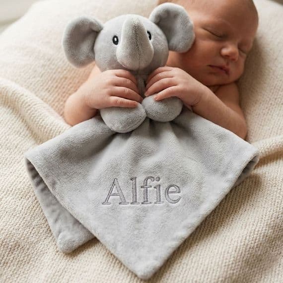 Personalised Grey Elephant Comforter With Soft Ears