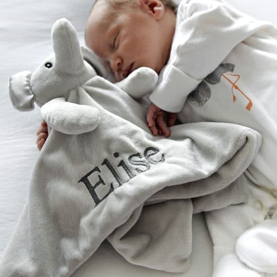 Personalised Grey Elephant Comforter With Soft Ears