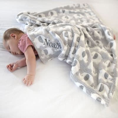 Personalised Grey Fluffy Elephant Blanket