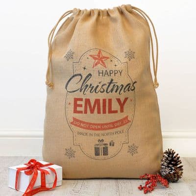 Personalised Happy Christmas Hessian Sack