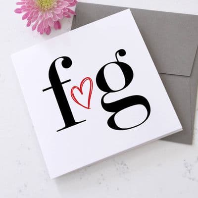 Personalised Initials Love Heart Card