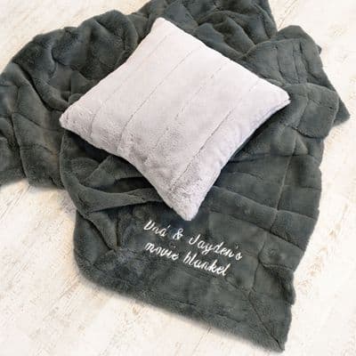 Personalised Luxury Large Super Soft Charcoal Blanket