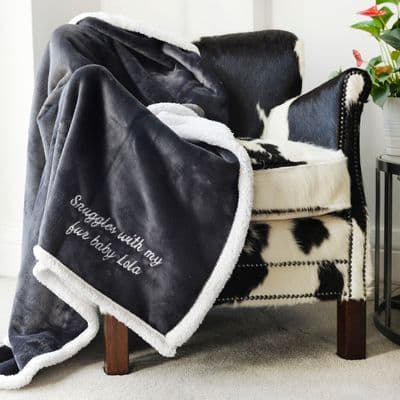 Personalised Me And My Pet Charcoal Blanket