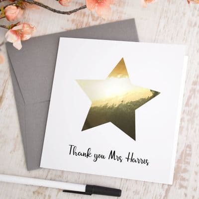 Personalised Metallic Gold Star Card