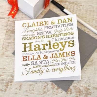 Personalised Metallic Typographic Christmas Card
