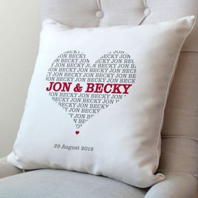 Personalised Names In Heart Cushion