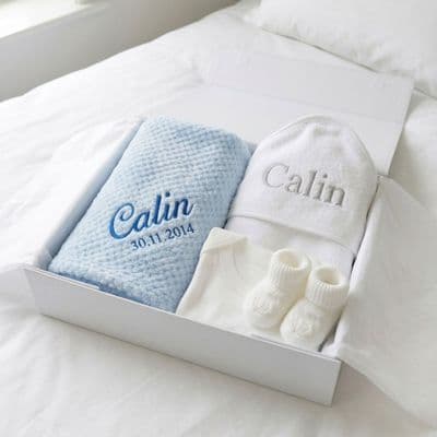 Personalised New Baby Boy Gift Set