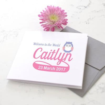 Personalised New Baby Card In Pink Or Blue