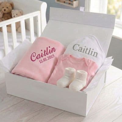 Personalised New Baby Girl Gift Hamper