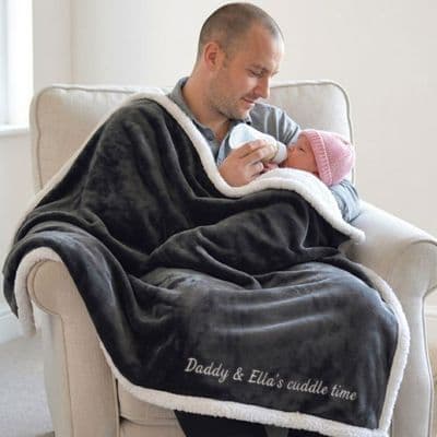 Personalised Paternity Daddy And Me Charcoal Blanket