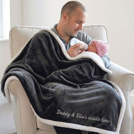 Personalised Paternity Daddy And Me Charcoal Blanket