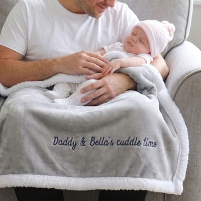 Personalised Paternity Daddy And Me Grey Soft Blanket