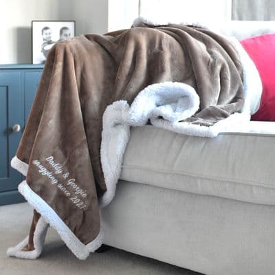 Personalised Paternity Daddy And Me Mocha Blanket
