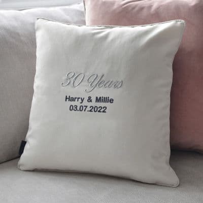 Personalised Pearl Anniversary Embroidered Cushion