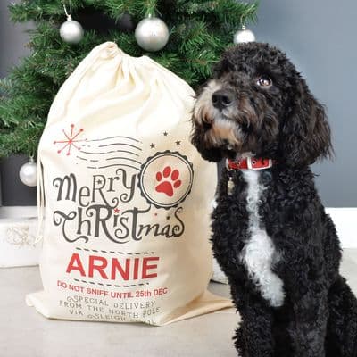 Personalised Pet Paw Print Christmas Sack