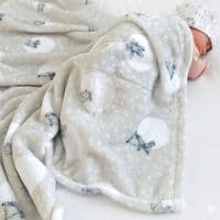 Personalised Peter Rabbit Grey Baby Blanket