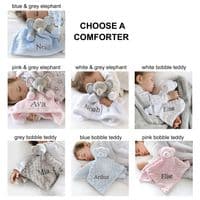 Personalised Pink Baby Gown And Teddy Comforter Set