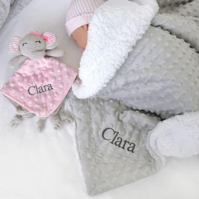 Personalised Pink Bobble Elephant Comforter Blanket Set