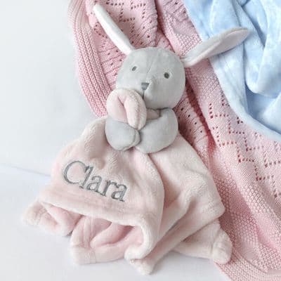 Personalised Pink Bunny Rabbit Baby Comforter