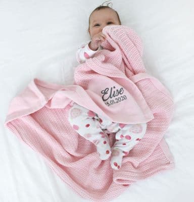 Personalised Pink Cellular Baby Blanket