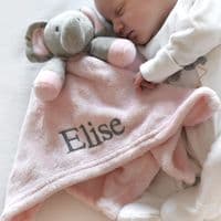 Personalised Pink Elephant Baby Comforter