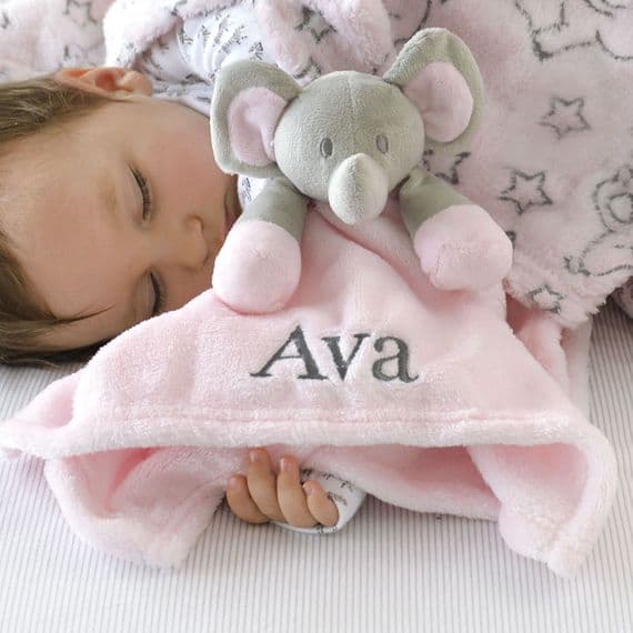 Personalised Pink Elephant Baby Comforter