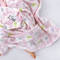 Personalised Pink Fluffy Elephant Blanket