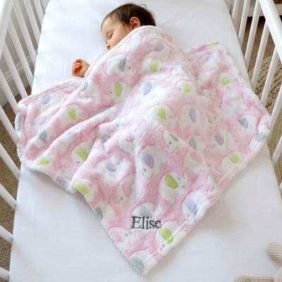 Personalised Pink Fluffy Elephant Blanket