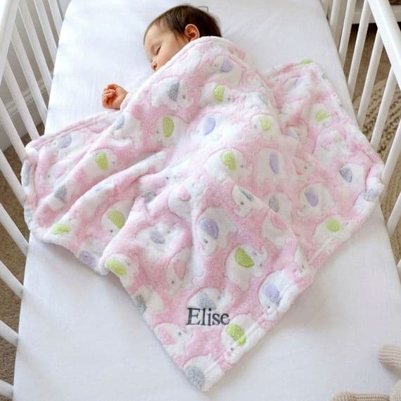 Personalised Pink Fluffy Elephant Blanket